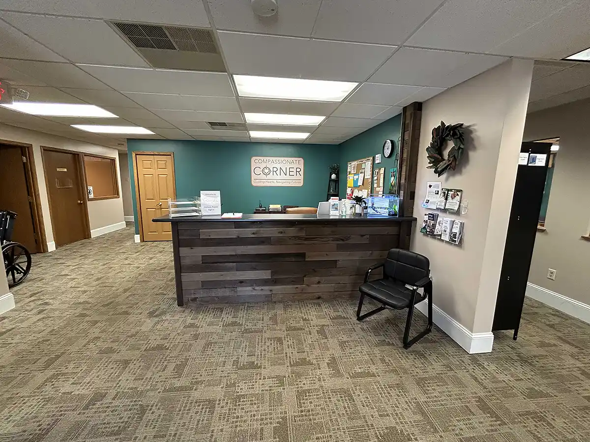 The Compassionate Corner reception desk and lobby